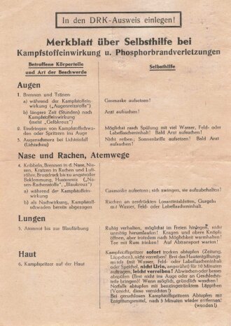 Merkblatt über Selbsthilfe bei Kampfstoffeinwirkung...