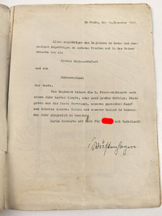 "Unser Regiment - Nachrichten November 1942"...