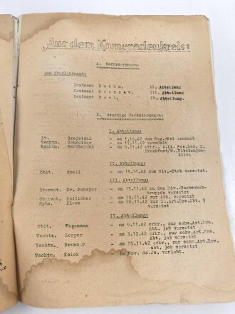 "Unser Regiment - Nachrichten November 1942" Dezembernacht in den Ruinen von Rshew, DIN A4