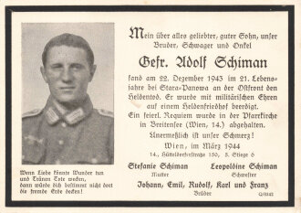 Traueranzeige eines Gefreiten, Maße 15 x 10 cm