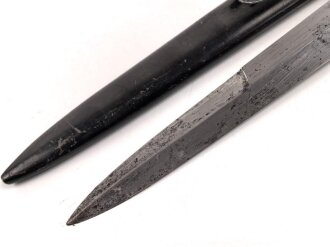 Luftwaffe, Kampfmesser, Stiefelmesser Wehrmacht. Klinge mit Luftwaffenabnahme. Scheide Originallack