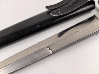 Luftwaffe, Kampfmesser, Stiefelmesser Wehrmacht. Klinge mit Luftwaffenabnahme. Scheide Originallack