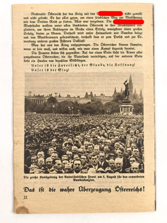 "Der braune Terror in Österreich" Herausgegeben von der Vaterländischen Front. 32 Seiten, DIN A5