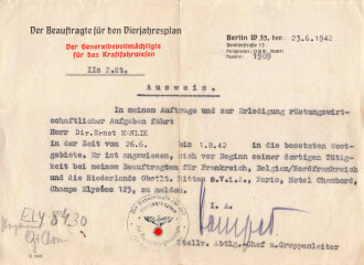 Der Generalbevollmächtigte für das Kraftfahrwesen "Ausweis" datiert 1942, DIN A5