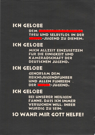 Deutsches Jungvolk, Gelöbnis"Ich Gelobe" DIN A5