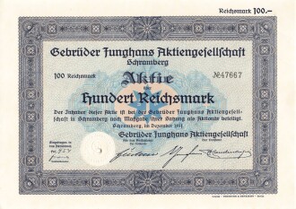 Gebrüder Junghans "Aktie über 100 Reichsmark" 1931