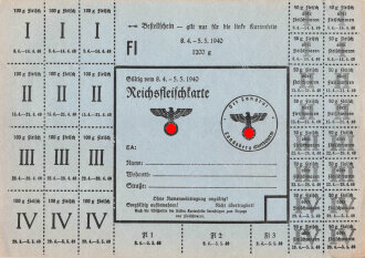 "Reichsfleischkarte" der Stadt Landsberg,...