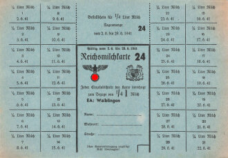 "Reichsmilchkarte" der Stadt Waiblingen,...