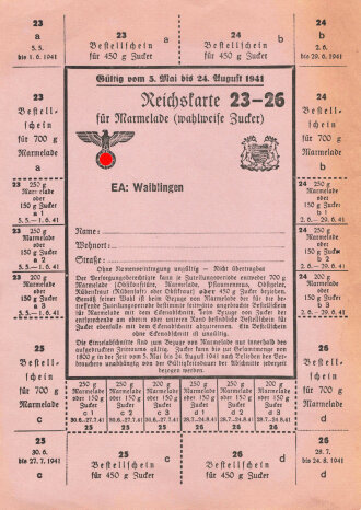 "Reichskarte für Marmelade (wahlweise...