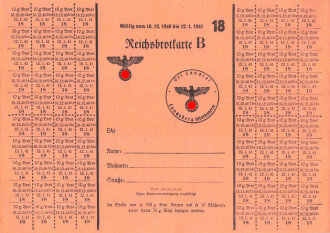 "Reichsbrotkarte B" der Stadt Landsberg,...