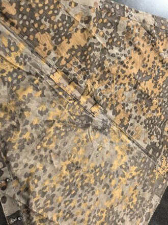 Waffen SS , Zeltbahn "Platane "Tarn, getragenes Stück mit Nummern "1" und "5" Hersteller "Warei Berlin"
