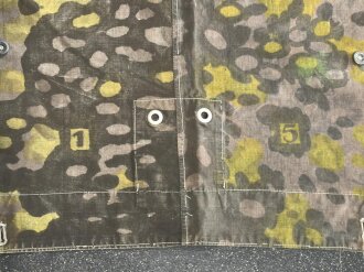 Waffen SS , Zeltbahn "Platane "Tarn, getragenes Stück mit Nummern "1" und "5" Hersteller "Warei Berlin"