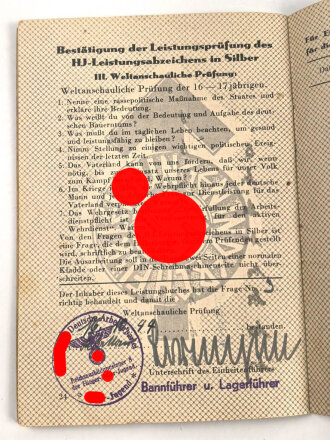 Ausweise eines Angehörigen der Flieger HJ und des NSFK. Träger des HJ Schießabzeichen sowie des HJ Leistungsabzeichen in silber.