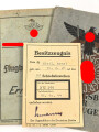 Ausweise eines Angehörigen der Flieger HJ und des NSFK. Träger des HJ Schießabzeichen sowie des HJ Leistungsabzeichen in silber.