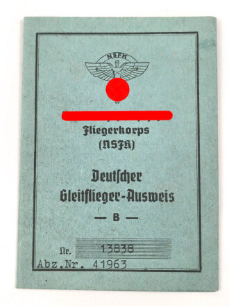 NS Fliegerkorps NSFK, Gruppe Ausweise eines Gleit- und Segelfliegers