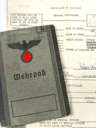 Wehrpaß Heer, eingestellt am 2.9.1940 bei schwere...