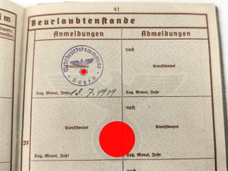 Wehrpaß Heer, eingestellt am 2.9.1940 bei schwere Artillerie Ersatz Abteilung 40 ( mot )