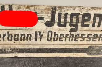 Gewaltiger Wegweiser Hitlerjugend Oberbann IV Oberhessen. Maße etwa 370 x 100cm. Originallack,  KEIN VERSAND
