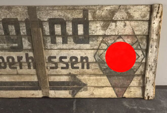 Gewaltiger Wegweiser Hitlerjugend Oberbann IV Oberhessen. Maße etwa 370 x 100cm. Originallack,  KEIN VERSAND