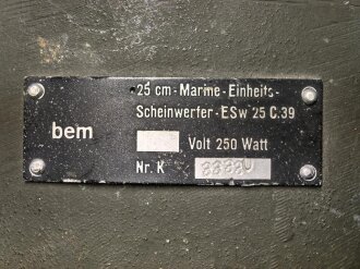 Kriegsmarine, 25cm Marine Einheits Scheinwerfer EsW 25 C...