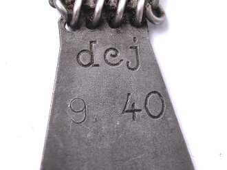 Einführstück für 50 Schuss Gurt MG34/42 der Wehrmacht. Hersteller dej 9.40