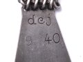 Einführstück für 50 Schuss Gurt MG34/42 der Wehrmacht. Hersteller dej 9.40