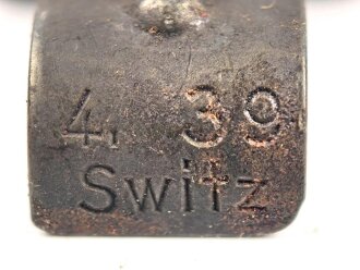 Einführstück für 50 Schuss Gurt MG34/42 der Wehrmacht. Hersteller Switz 1. 39