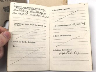 Bayern, Militärpaß , Diensteintritt am 23.6.15 bei Pionier Park Komp. 10. Frankreichfeldzug, Eisernes Kreuz 2. Klasse 1918. In defekter Hülle.
