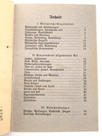 "Wehrmacht Sprachführer - Deutsch/Französisch" 47 Seiten, DIN A6, gebraucht