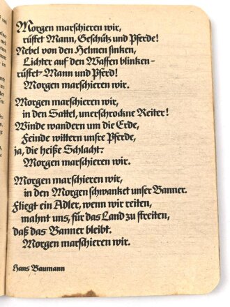 "Morgen marschieren wir - Liederbuch der deutschen Soldaten" 128 Seiten, DIN A6, gebraucht