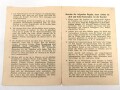 "Malaria-Merkblatt für Soldaten" datiert 1942, DIN A6, zum einlegen in das Soldbuch