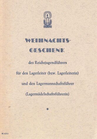 Widmungsblatt für ein Buch "Weihnachtsgeschenk des Reichsjugendführers für den Lagerleiter und den Lagermannschaftsführer" DIN A6