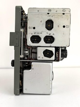 Tornisterfunkgerät " Ukw.E.f" datiert 1941. Originallack, ungereinigtes Stück, Funktion nicht geprüft