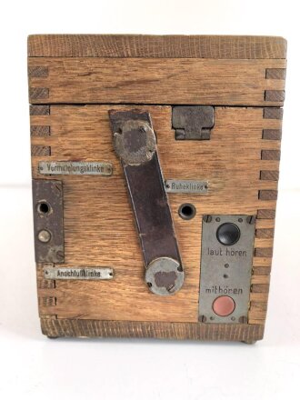 1. Weltkrieg, Feldfernsprecher 16. Guter Gesamtzustand, ungereinigt, Funktion nicht geprüft, die Kurbel fehlt