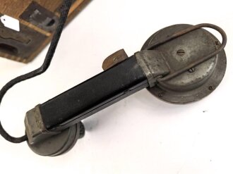 1. Weltkrieg, Feldfernsprecher 16. Guter Gesamtzustand, ungereinigt, Funktion nicht geprüft, die Kurbel fehlt