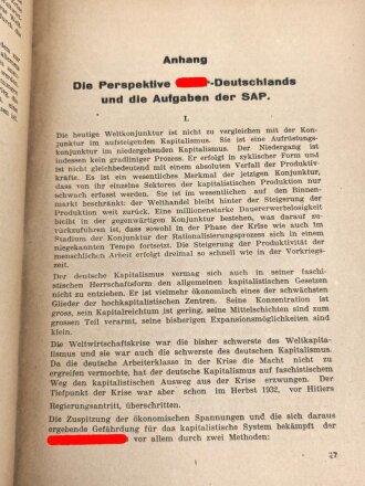 "Deutschland wohin? Die Wirtschaft des III. Reiches und ihre Perspektiven" 52 Seiten, DIN A5, Altersspuren