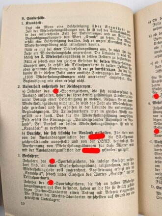 Die Oberste SA-Führung, "Richtlinien für die Wiederholungsübungen der Inhaber des SA-Sportabzeichens im Jahre 1938 und Teilnehmerkarte, 12 Seiten, DIN A5, guter Zustand