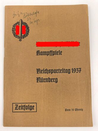Nationalsozialistische Kampfspiele - Reichsparteitag 1937 Nürnberg, 80 Seiten, DIN A5