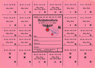 "Reichsbrotkarte" für Kinder von 6 bis 10...