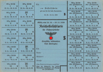 "Reichsfleischkarte" für Schwerarbeiter,...