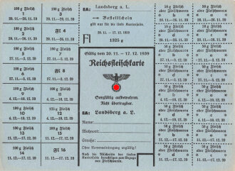 "Reichsfleischkarte" der Stadt Landsberg,...
