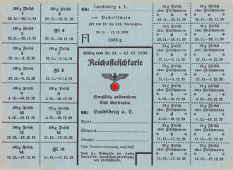 "Reichsfleischkarte" der Stadt Landsberg,...