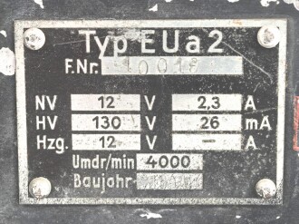 Einankerumformer Umformersatz E.U.a2 datiert 1942, Für Stromversorgung in Wehrmacht Panzerfahrzeugen ( Fu 5 radio sets mit Ukw.E.e ) Originallack, Funktion nicht geprüft