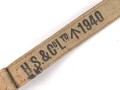 British 1940 dated canvas strap, 25mm high, total lengh 78cm