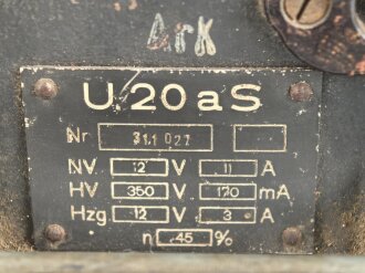 Umformer U.20 aS Wehrmacht. Verwendet in Fahrzeugen als Kraftquelle des 20 Watt Sender b im Gerätesatz Fu 18 ( Sonder KFZ 251/14. Originallack, Funktion nicht geprüft