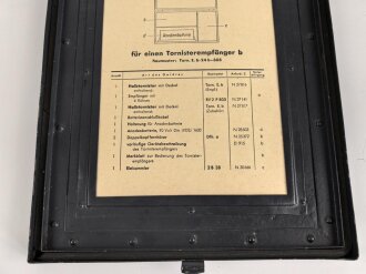 Gehäusedeckel zum Tornister Empfänger Berta der Wehrmacht. Neuzeitlich lackiert, der Beladeplan ist höchstwahrscheinlich neuzeitlich