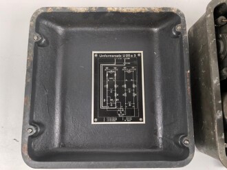 Umformer U.20 a 3 der Wehrmacht für 20 Watt Sender in Fahrzeugen. Baujahr 1938. Originallack, unrichtiger Deckel, Funktion nicht geprüft