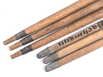 Zeltstock 01 und Zeltplock 29 Wehrmacht, Jeweils drei Stück als Zubehör für die Zeltbahn 31, gehört in den Zubehörbeutel.