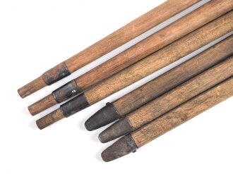 Zeltstock 01 und Zeltplock 29 Wehrmacht, Jeweils drei Stück als Zubehör für die Zeltbahn 31, gehört in den Zubehörbeutel.