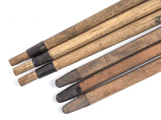 Zeltstock 01 und Zeltplock 29 Wehrmacht, Jeweils drei Stück als Zubehör für die Zeltbahn 31, gehört in den Zubehörbeutel.